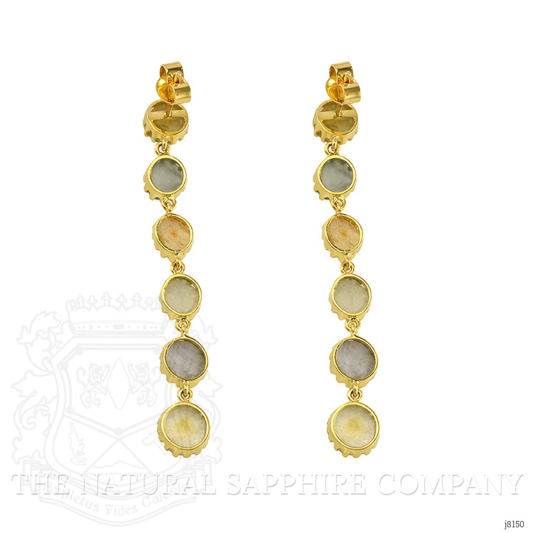 16.98 Ct.Tw. Multi Color Sapphire Antique Style Earrings, 18K Yellow Gold