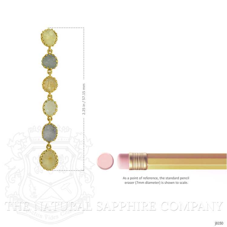 16.98 Ct.Tw. Multi Color Sapphire Antique Style Earrings, 18K Yellow Gold