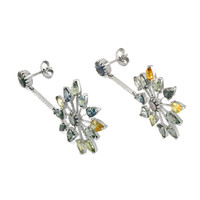 17.47 Ct.Tw. Multi Color Sapphire Accent Stones Earrings, 14K White Gold Image