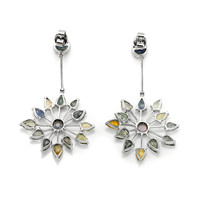 17.47 Ct.Tw. Multi Color Sapphire Accent Stones Earrings, 14K White Gold Image