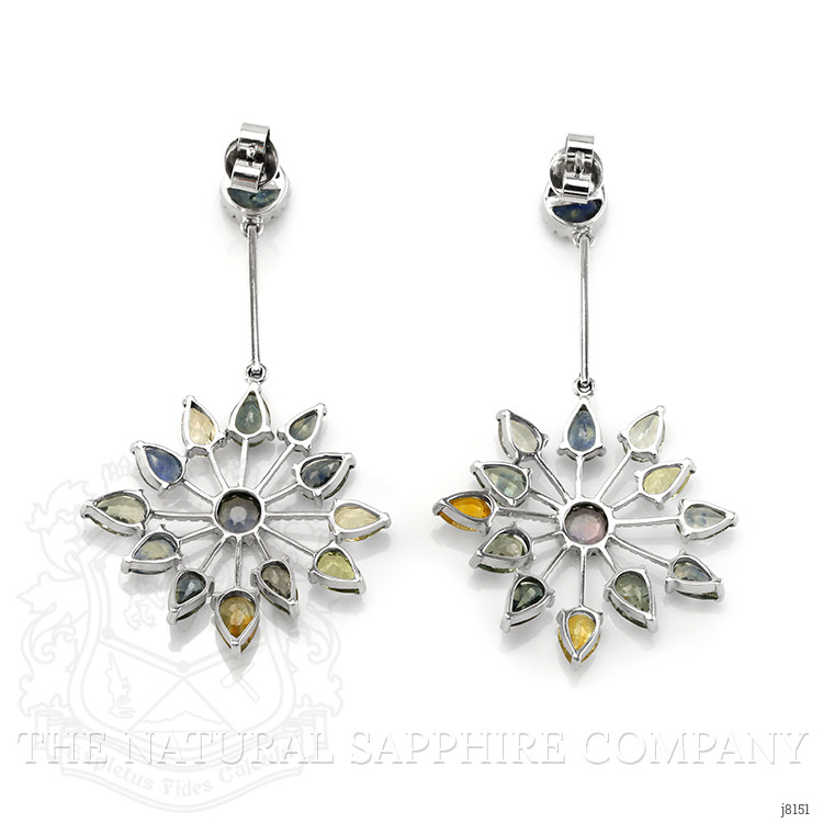 17.47 Ct.Tw. Multi Color Sapphire Accent Stones Earrings, 14K White Gold