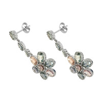 14.23 Ct.Tw.Total Carat Weight Sapphire Antique Style Earrings, 14K White Gold Image