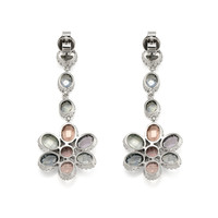 14.23 Ct.Tw.Total Carat Weight Sapphire Antique Style Earrings, 14K White Gold Image