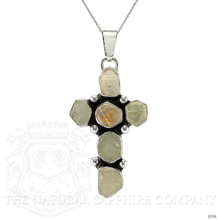 37.00 Ct. Bluish Green Sapphire Accent Stones Pendant, Silver