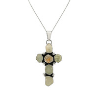 37.00 Ct. Bluish Green Sapphire Accent Stones Pendant, Silver Image