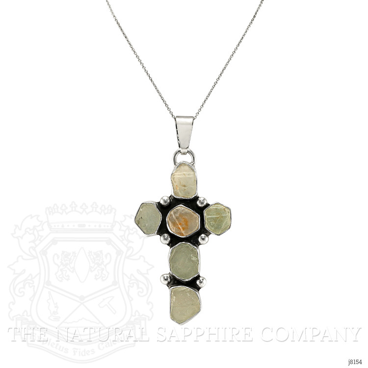 37.00 Ct. Bluish Green Sapphire Accent Stones Pendant, Silver