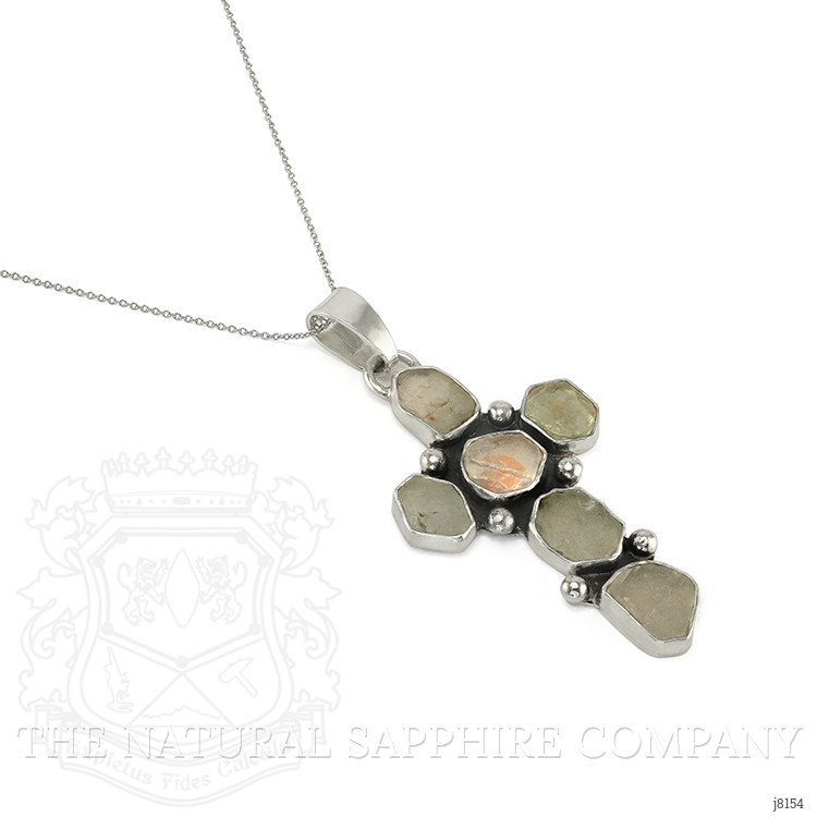 37.00 Ct. Bluish Green Sapphire Accent Stones Pendant, Silver