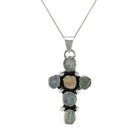28.29 Ct. Multi Color Sapphire Accent Stones Pendant, Silver Image