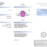 2.22 Ct. Purplish Pink Sapphire and Natural Diamond Three Stone Ring, Platinum 950 Scan Report