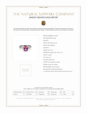 2.22 Ct. Purplish Pink Sapphire and Natural Diamond Three Stone Ring, Platinum 950 Scan Report