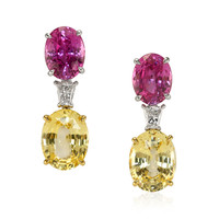 6.57 Ct.Tw.Total Carat Weight Sapphire Sapphire Accent Stones Earrings, Platinum & 18K Yellow Video