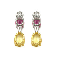 6.57 Ct.Tw. Mixed Sapphire and Natural Diamond Accent Stones Earrings, Platinum & 18K Yellow Image