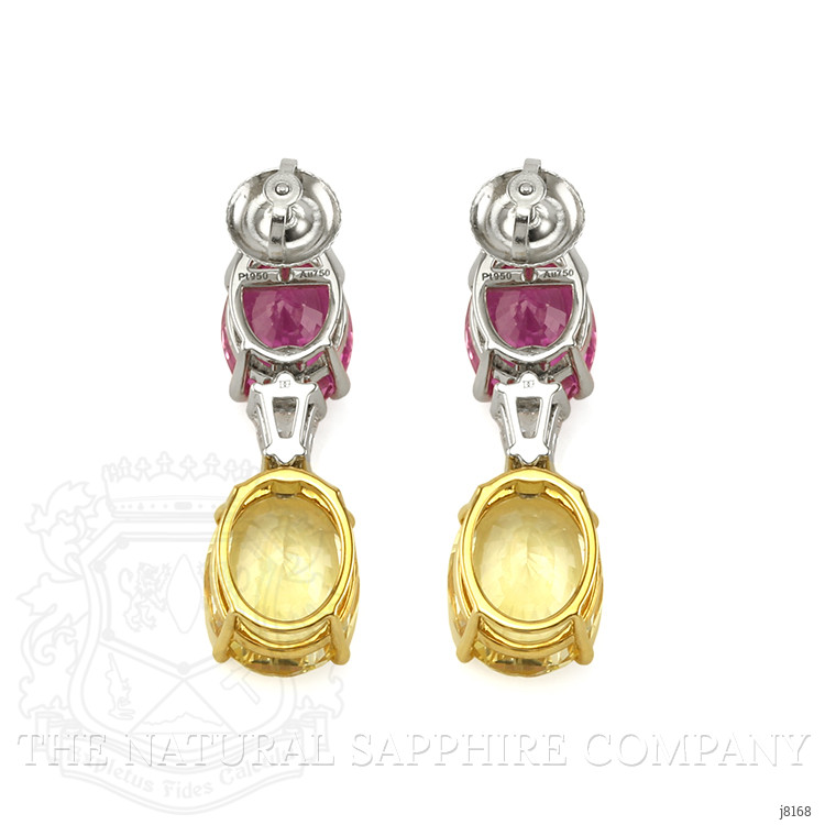 6.57 Ct.Tw. Mixed Sapphire and Natural Diamond Accent Stones Earrings, Platinum & 18K Yellow