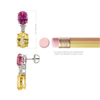 6.57 Ct.Tw. Mixed Sapphire and Natural Diamond Accent Stones Earrings, Platinum & 18K Yellow Image