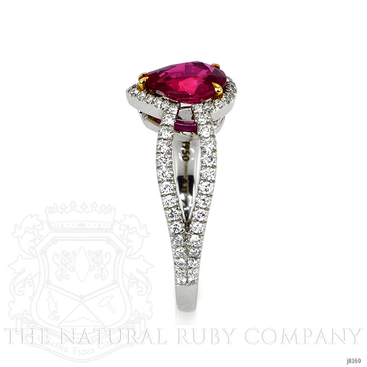 1.42 Ct. Ruby Natural Diamond Pave Ring, Platinum 950