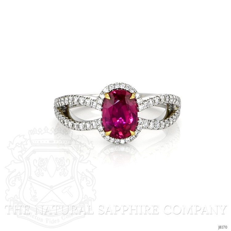 1.54 Ct. Ruby Natural Diamond Pave Ring, Platinum 950
