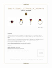 4.04 Ct. Pink Sapphire and Natural Diamond Three Stone Ring, Platinum & 18K Yellow Appraisal