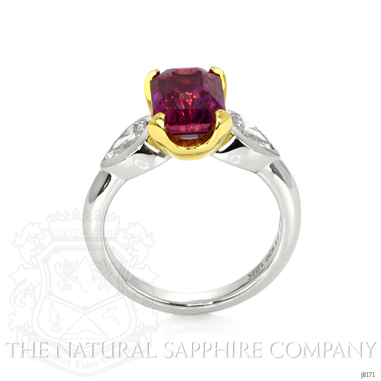 4.04 Ct. Pink Sapphire and Natural Diamond Three Stone Ring, Platinum & 18K Yellow