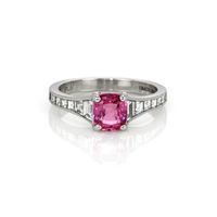 1.38 Ct. Pink Sapphire and Natural Diamond Pave Ring, Platinum 950 Video