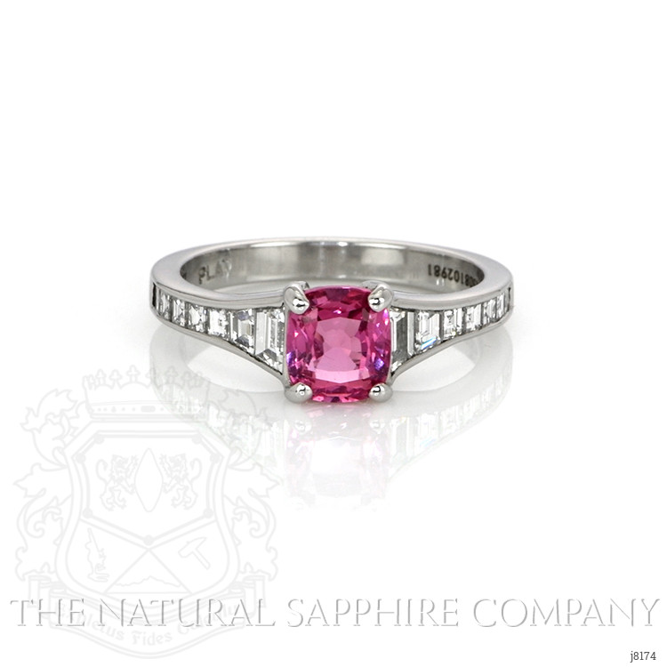 1.38 Ct. Pink Sapphire and Natural Diamond Pave Ring, Platinum 950