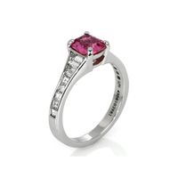 1.38 Ct. Pink Sapphire and Natural Diamond Pave Ring, Platinum 950 Image