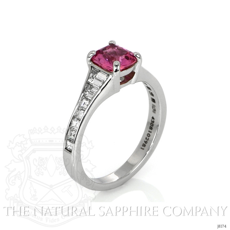 1.38 Ct. Pink Sapphire and Natural Diamond Pave Ring, Platinum 950