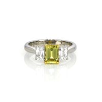 1.37 Ct. Yellow Sapphire and Natural Diamond Three Stone Ring, Platinum & 18K Yellow Video