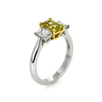 1.37 Ct. Yellow Sapphire and Natural Diamond Three Stone Ring, Platinum & 18K Yellow Image