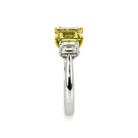 1.37 Ct. Yellow Sapphire and Natural Diamond Three Stone Ring, Platinum & 18K Yellow Image