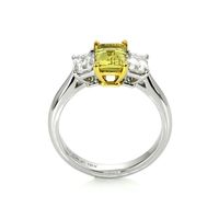 1.37 Ct. Yellow Sapphire and Natural Diamond Three Stone Ring, Platinum & 18K Yellow Image