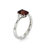 2.08 Ct. Reddish Pink Sapphire and Natural Diamond Three Stone Ring, Platinum 950 Image