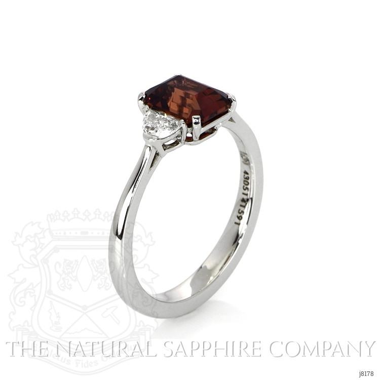 2.08 Ct. Reddish Pink Sapphire and Natural Diamond Three Stone Ring, Platinum 950
