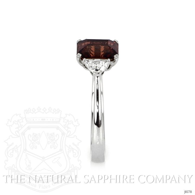 2.08 Ct. Reddish Pink Sapphire and Natural Diamond Three Stone Ring, Platinum 950