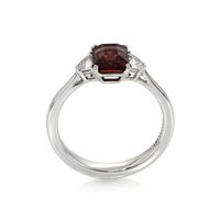 2.08 Ct. Reddish Pink Sapphire and Natural Diamond Three Stone Ring, Platinum 950 Image