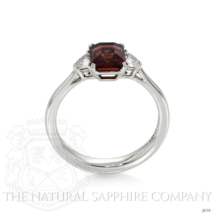 2.08 Ct. Reddish Pink Sapphire and Natural Diamond Three Stone Ring, Platinum 950