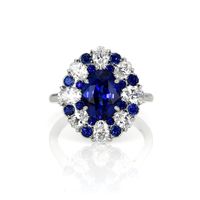 3.11 Ct. Sapphire Natural Diamond Halo Ring, Platinum 950 Video