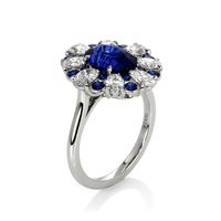 3.11 Ct. Blue Sapphire and Natural Diamond Halo Ring, Platinum 950 Image