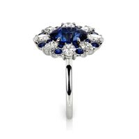 3.11 Ct. Blue Sapphire and Natural Diamond Halo Ring, Platinum 950 Image