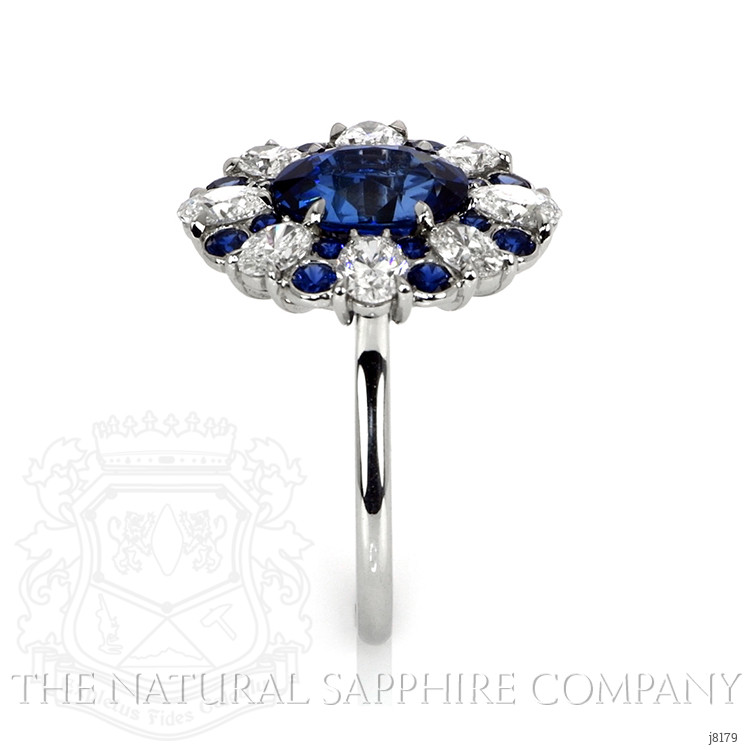 3.11 Ct. Blue Sapphire and Natural Diamond Halo Ring, Platinum 950