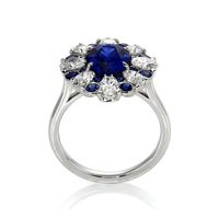 3.11 Ct. Blue Sapphire and Natural Diamond Halo Ring, Platinum 950 Image