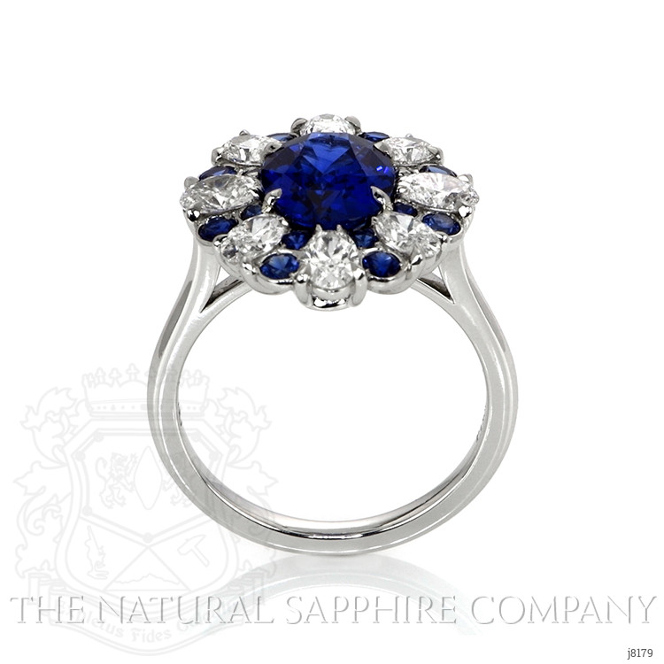 3.11 Ct. Blue Sapphire and Natural Diamond Halo Ring, Platinum 950