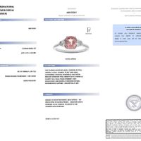 1.29 Ct. Padparadscha Sapphire and Natural Diamond Three Stone Ring, Platinum 950 Scan Report