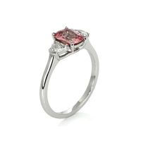 1.29 Ct. Padparadscha Sapphire and Natural Diamond Three Stone Ring, Platinum 950 Image
