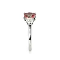 1.29 Ct. Padparadscha Sapphire and Natural Diamond Three Stone Ring, Platinum 950 Image