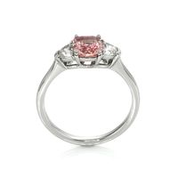 1.29 Ct. Padparadscha Sapphire and Natural Diamond Three Stone Ring, Platinum 950 Image