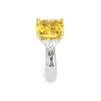 6.51 Ct. Yellow Sapphire and Natural Diamond Three Stone Ring, Platinum & 18K Yellow Image