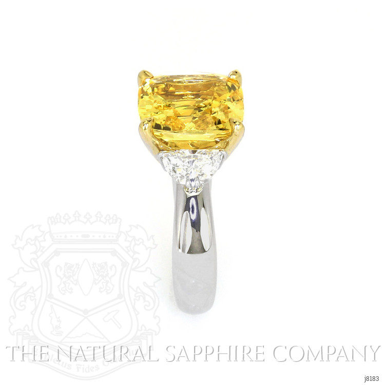 6.51 Ct. Yellow Sapphire and Natural Diamond Three Stone Ring, Platinum & 18K Yellow