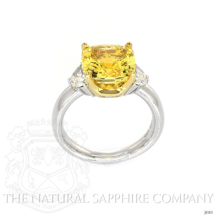 6.51 Ct. Yellow Sapphire and Natural Diamond Three Stone Ring, Platinum & 18K Yellow