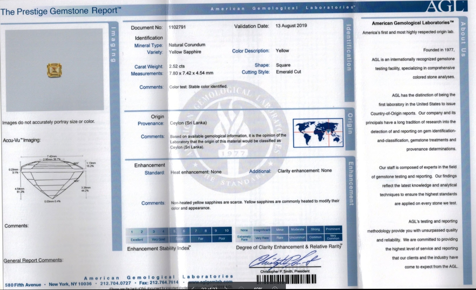 2.52 Ct. Yellow Sapphire and Natural Diamond Three Stone Ring, Platinum & 18K Yellow