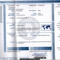 2.52 Ct. Yellow Sapphire and Natural Diamond Three Stone Ring, Platinum & 18K Yellow Scan Report